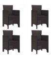 vidaXL Garden Chair 4 pcs Brown 53 x 49 x 85 cm Polypropylene