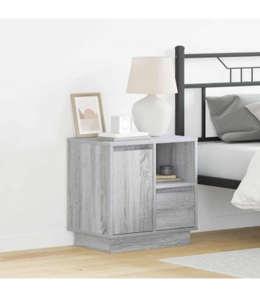 vidaXL Bedside Cabinet Grey 50 x 34.5 x 50 cm Engineered wood