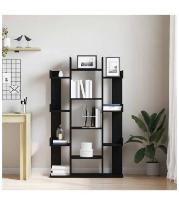 vidaXL Bookcase Black Oak 86 x 25.5 x 140 cm Engineered Wood