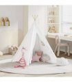 vidaXL Children Teepee Tent with Bag Peach Skin White 120x120x150 cm
