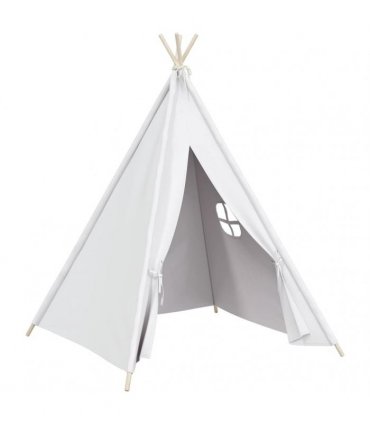 vidaXL Children Teepee Tent with Bag Peach Skin White 120x120x150 cm