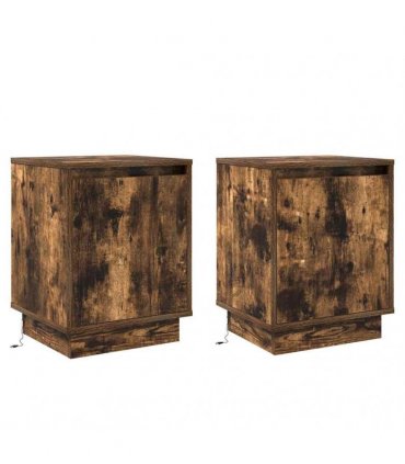 vidaXL Bedside Cabinet with 2 pcs Smoked Oak 39 x 34.5 x 50 cm