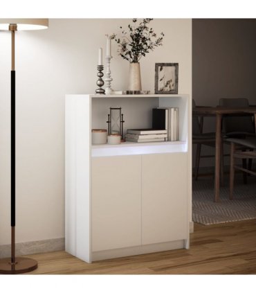 vidaXL Sideboard with LED White 72x34x100 cm Engineered Wood