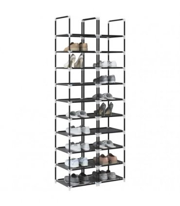 vidaXL Shoe Racks 2 pcs 10-Tier Black 33x33x174 cm Non-woven Fabric