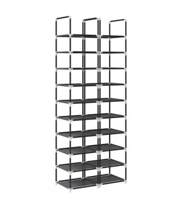 vidaXL Shoe Racks 2 pcs 10-Tier Black 33x33x174 cm Non-woven Fabric