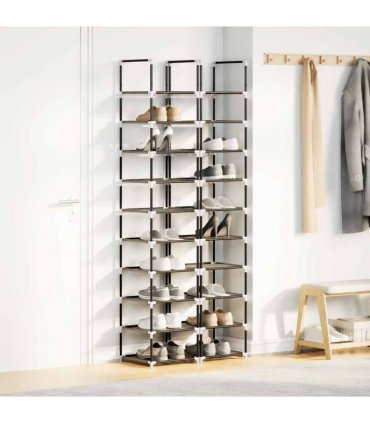 vidaXL Shoe Racks 2 pcs 10-Tier Black 33x33x174 cm Non-woven Fabric