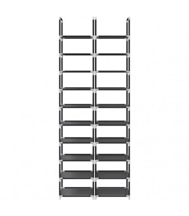 vidaXL Shoe Racks 2 pcs 10-Tier Black 33x33x174 cm Non-woven Fabric