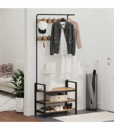 vidaXL Coat Rack Artisan Oak 75 x 34 x 184 cm Engineered wood