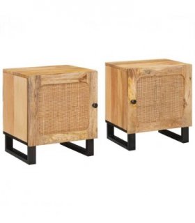 vidaXL Bedside Cabinet 2 pcs Natural 40 x 33 x 46 cm