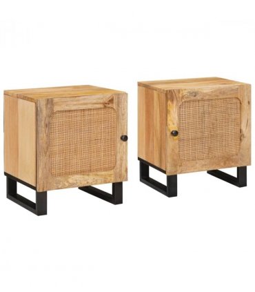 vidaXL Bedside Cabinet 2 pcs Natural 40 x 33 x 46 cm