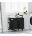 vidaXL Laundry Basket 2 Compartments with Shelf Grey Sonoma