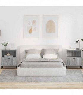 vidaXL Bedside Cabinet with Drawer 2 pcs Grey sonoma 49 x 36 x 61 cm