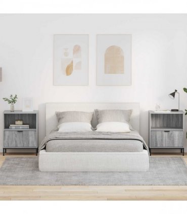 vidaXL Bedside Cabinet with Drawer 2 pcs Grey sonoma 49 x 36 x 61 cm