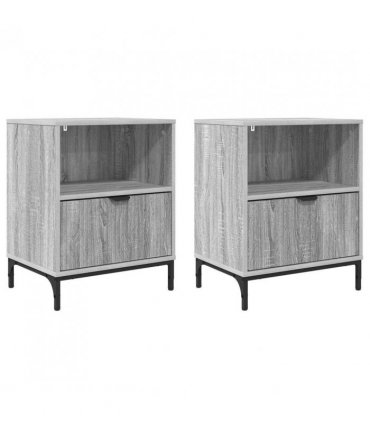 vidaXL Bedside Cabinet with Drawer 2 pcs Grey sonoma 49 x 36 x 61 cm