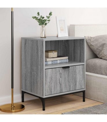 vidaXL Bedside Cabinet with Drawer 2 pcs Grey sonoma 49 x 36 x 61 cm