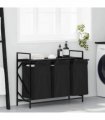 vidaXL Laundry Basket 3 Compartments with Shelf Black Oak