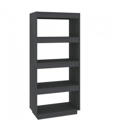 vidaXL Book Cabinet/Room Divider Grey 60x35x135 cm Solid Pinewood