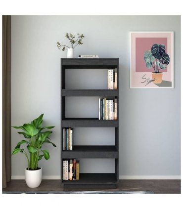 vidaXL Book Cabinet/Room Divider Grey 60x35x135 cm Solid Pinewood