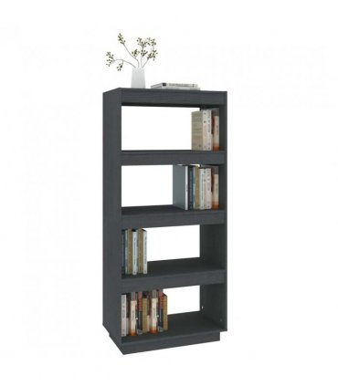 vidaXL Book Cabinet/Room Divider Grey 60x35x135 cm Solid Pinewood