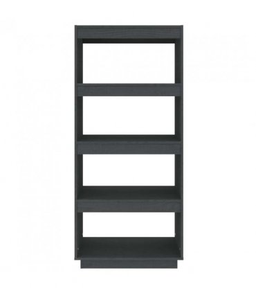vidaXL Book Cabinet/Room Divider Grey 60x35x135 cm Solid Pinewood