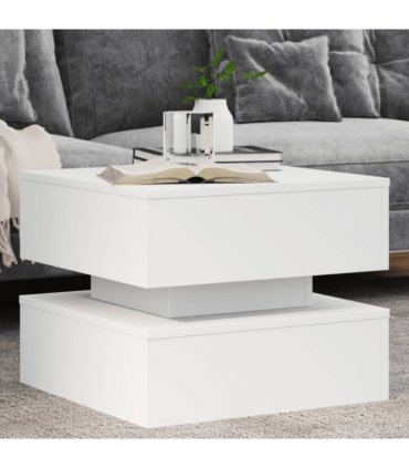 vidaXL Coffee Table with LED Lights White 50x50x40 cm