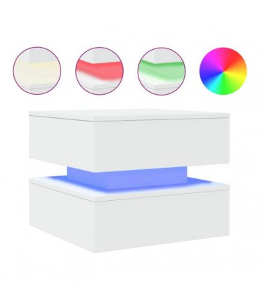 vidaXL Coffee Table with LED Lights White 50x50x40 cm