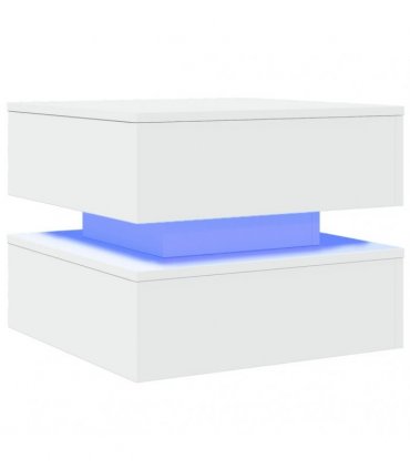 vidaXL Coffee Table with LED Lights White 50x50x40 cm