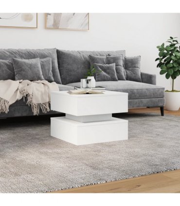 vidaXL Coffee Table with LED Lights White 50x50x40 cm