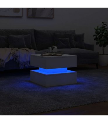vidaXL Coffee Table with LED Lights White 50x50x40 cm