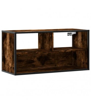 vidaXL TV Cabinet Smoked Oak 80x31x39.5 cm Engineered Wood and Metal