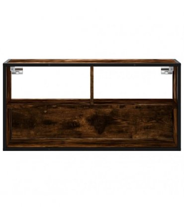 vidaXL TV Cabinet Smoked Oak 80x31x39.5 cm Engineered Wood and Metal
