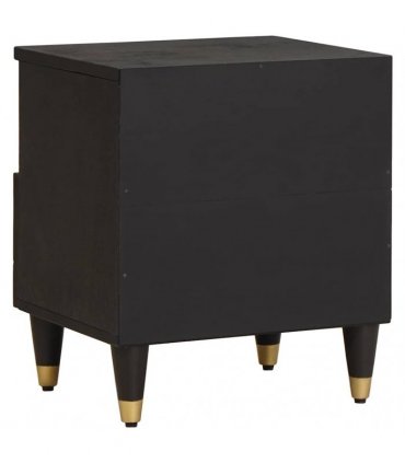 vidaXL Bedside Cabinet Black 40 x 33 x 46 cm Solid Mango Wood