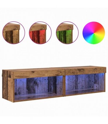 vidaXL TV Cabinet Set 2 pcs Old Wood 60 x 30 x 30 cm Engineered Wood