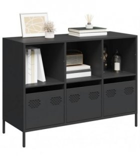 vidaXL Sideboard Black 101.5x39x73.5 cm Cold-rolled Steel
