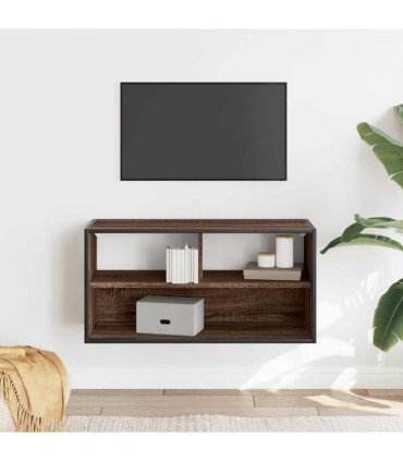 vidaXL TV Cabinet Brown Oak 80x31x39.5 cm Engineered Wood and Metal