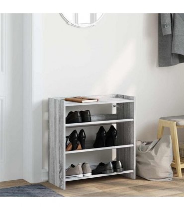 vidaXL Shoe Rack Grey Sonoma 60x25x62 cm Engineered Wood