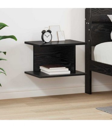 vidaXL Bedside Table Black Oak 40 x 30 x 25 cm Engineered Wood