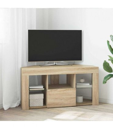 vidaXL Corner LED TV Cabinet Wall-mounted Sonoma Oak 100 x 40 x 50 cm
