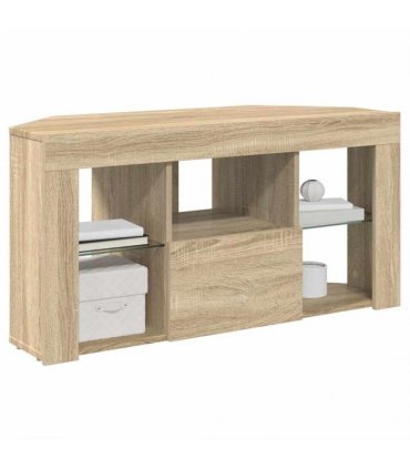 vidaXL Corner LED TV Cabinet Wall-mounted Sonoma Oak 100 x 40 x 50 cm