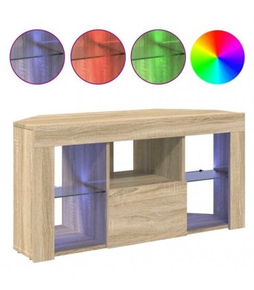 vidaXL Corner LED TV Cabinet Wall-mounted Sonoma Oak 100 x 40 x 50 cm