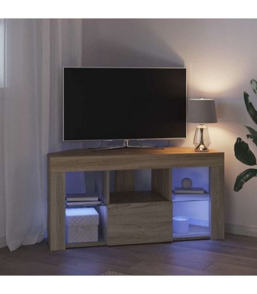 vidaXL Corner LED TV Cabinet Wall-mounted Sonoma Oak 100 x 40 x 50 cm