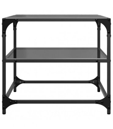 vidaXL Coffee Tables with Black Glass Top 2 pcs 50x50x45 cm Steel