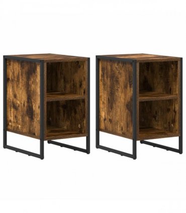 vidaXL Bedside Table 2 pcs Smoke Oak 39.5 x 30 x 50 cm Engineered Wood