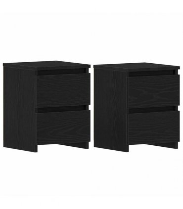 vidaXL Bedside Cabinet 2 pcs Black Oak 30 x 30 x 40 cm Engineered Wood