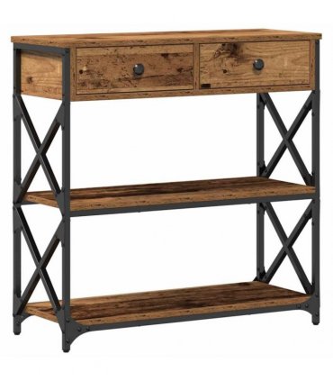 vidaXL Console Table with Drawer with Shelf Old wood 75 x 28 x 75 cm