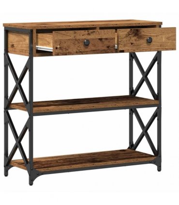 vidaXL Console Table with Drawer with Shelf Old wood 75 x 28 x 75 cm