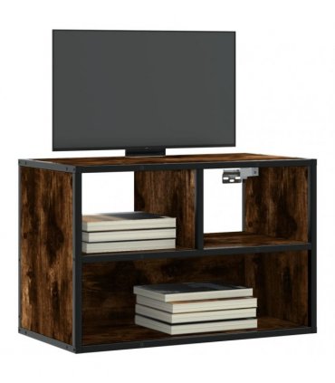 vidaXL TV Cabinet Smoked Oak 60x31x39.5 cm Engineered Wood and Metal