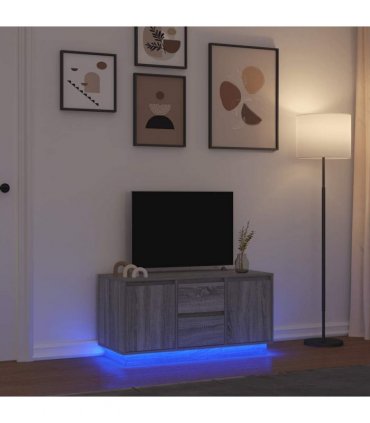 vidaXL TV Cabinet with LED Lights Grey Sonoma 100x41x50 cm
