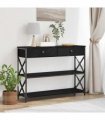 vidaXL Console Table with Drawer with Shelf Black oak 100 x 28 x 75 cm