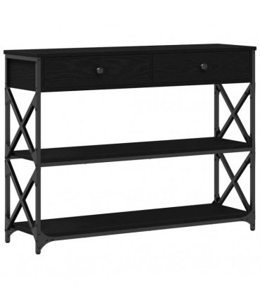 vidaXL Console Table with Drawer with Shelf Black oak 100 x 28 x 75 cm